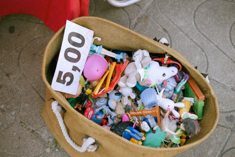 Basket of toys with 5.00 price